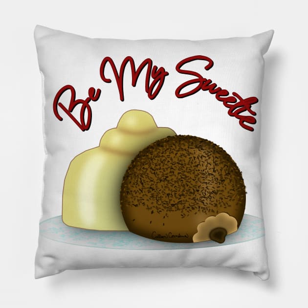 Be My Sweetie White Chocolate Valentine's Day Candy Pillow by ButterflyInTheAttic