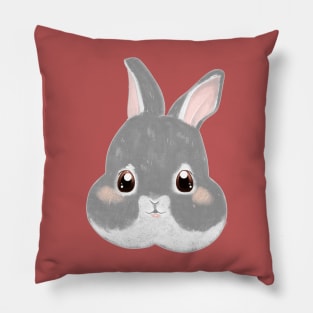 Gray Netherland Dwarf Rabbit | Bunniesmee | Chinesse New Year of Rabbit Pillow