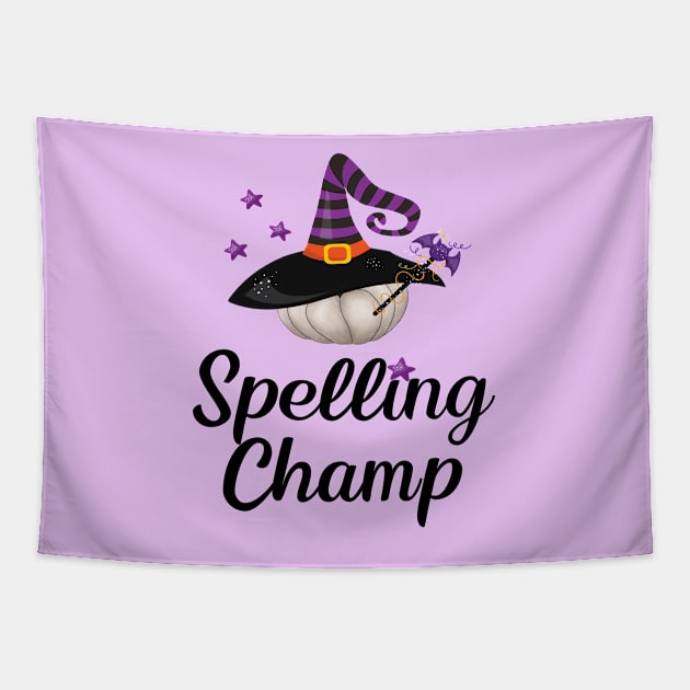 Halloween Witch Tshirt Funny Spelling Champ Costume Tapestry by InnerMagic