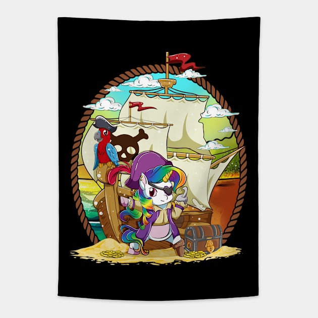 Unicorn Pirate Halloween Tapestry by E