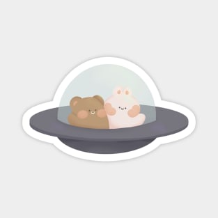 Bunny and bear UFO Magnet