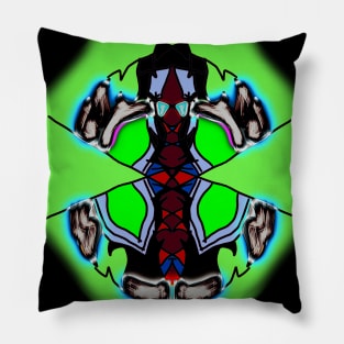 Alien on reflective green Pillow