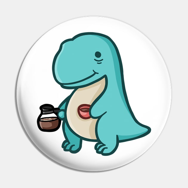 Coffee Junkie T-Rex, Dino, Dinosaur Pin by hugadino