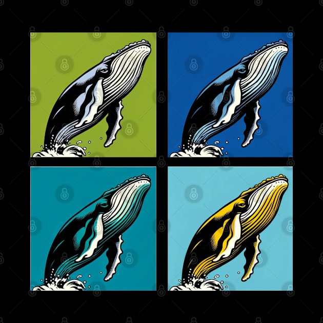 Vibrant Ocean Spectacle: Pop Art Whale Extravaganza by PawPopArt