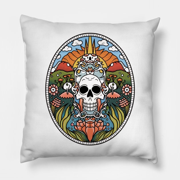 Transient Illusions, The Reflection of Mortality in Life's Ephemeral Mirage Pillow by SimpliPrinter
