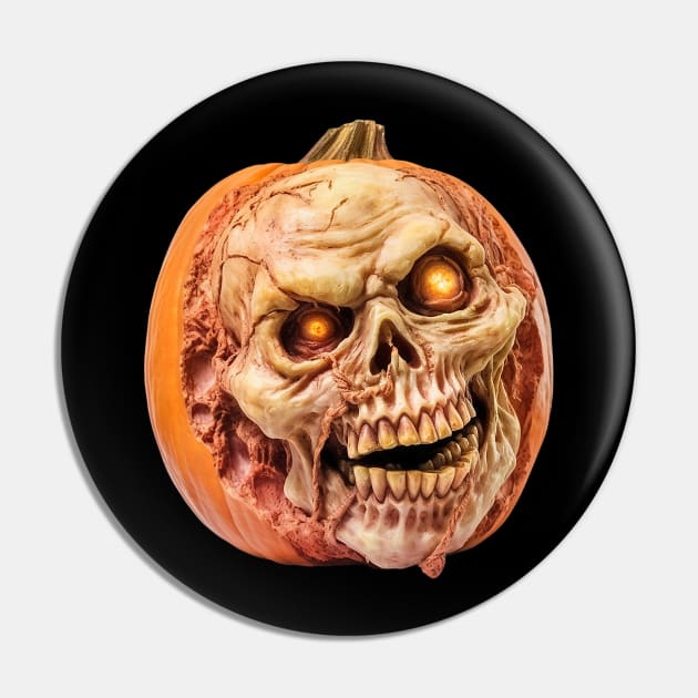 Zombie Jack O' Lantern Design Funny Halloween Pin by everetto