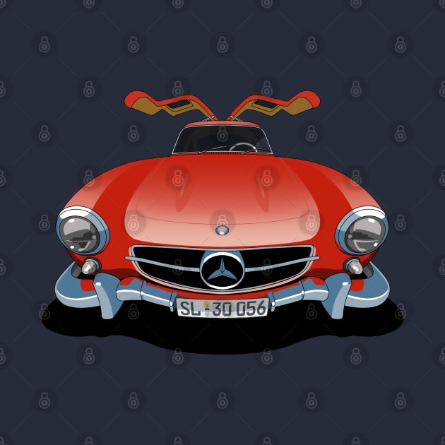 Mercedes Benz 300SL Gullwing in red by candcretro