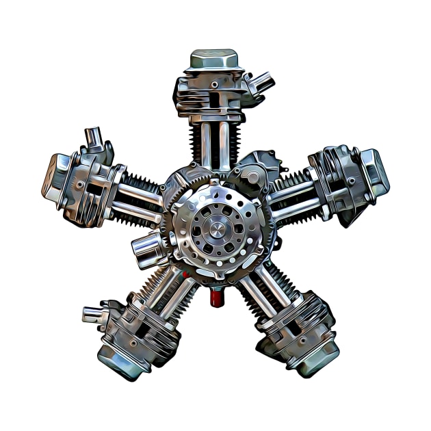 Radial Engine Cartoon by Auto-Prints