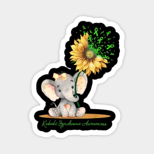 Kabuki Syndrome Awareness Cute Elephant Sunflower Lime Magnet