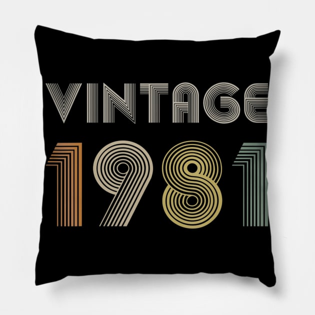 38th Birthday Gift Vintage 1981 Men Women Pillow by bummersempre66