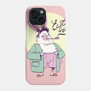 happy easter day. Funny sleepy man with rabbit ears Phone Case