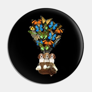 Beagles Dog Butterfly Hot Air Balloon Pin