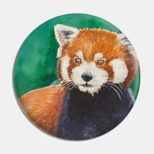 Red panda watercolor portrait Pin