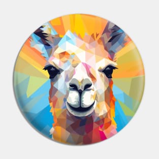 Llama Face Abstract Colorful Art Pin