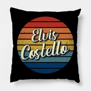 Elvis Costello Vintage Retro Circle Pillow