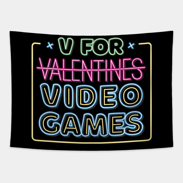 V Is for Victory: Neon Video Game Fun! Tapestry by Life2LiveDesign