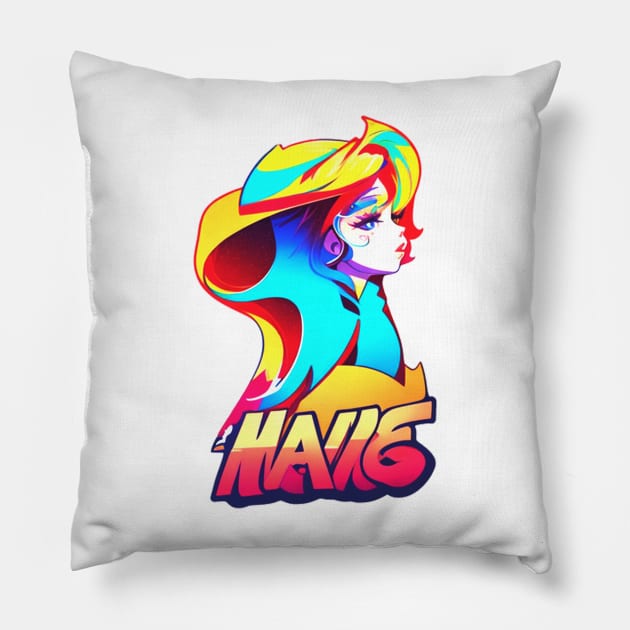 woman pop ilustrator design Pillow by Ardins