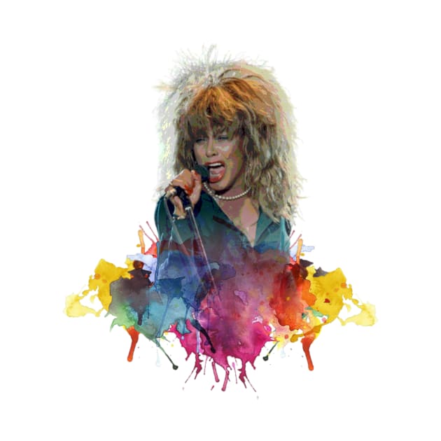 TINA TURNER WITH SPLASH COLOR ART PAINTING by MufaArtsDesigns