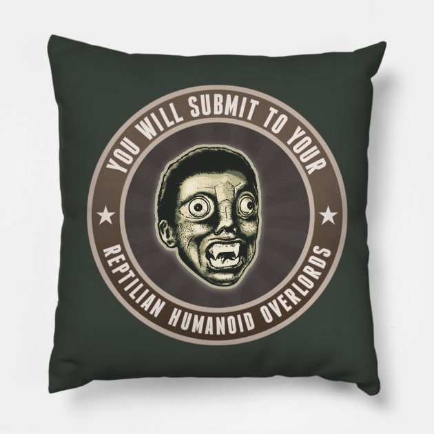 Reptilian Humanoid Overlord v3 Pillow by ranxerox79