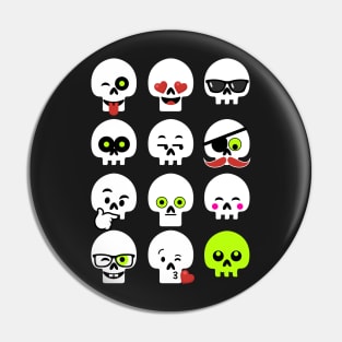 Emoji Faces Skull Pin