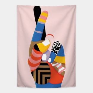 Finger Crossed Illustration Tapestry