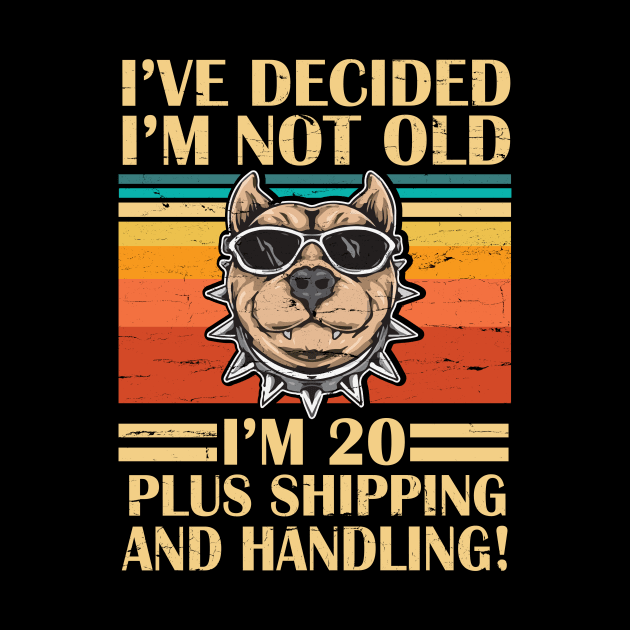 I've Decided I'm Not Old I'm 20 Years Old Plus Shipping And Handling Pitbull Vintage Retro Birthday by DainaMotteut