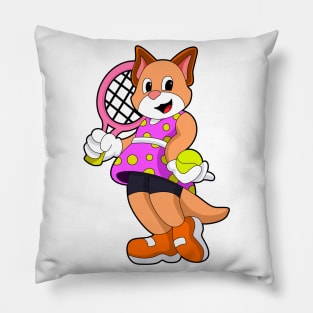 Cat at Tennis with Tennis racket Pillow