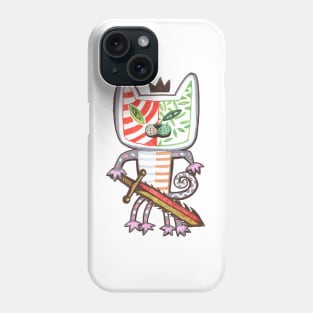 Black-crowned cat warrior illustration with with a sword Phone Case