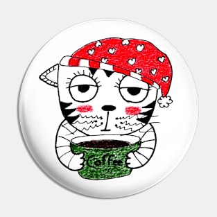 Yuna Cat | Cozy Christmas Coffee Embrace Pin