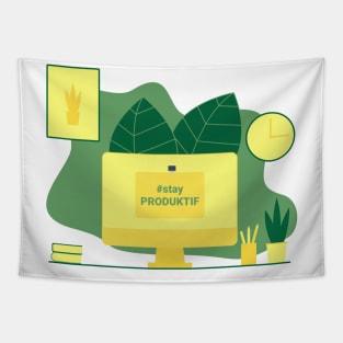 iMac flat illustration design Tapestry