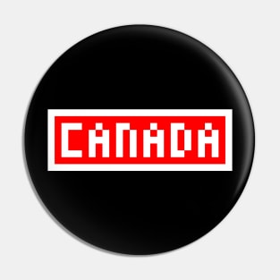 Pixel Canada on Red with a White Border Pin