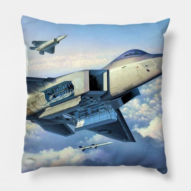 F22 Raptor Pillow by Aircraft.Lover