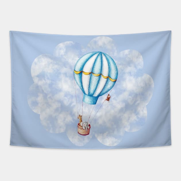 Safari Hot Air Balloon Tapestry by wallaceart