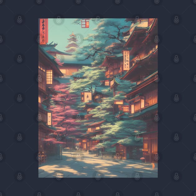 Japanese Temples Vacation Holiday Streets of Calmness Vintage Trees by DaysuCollege