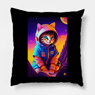 Funny cute cat  graphic design artwork Pillow