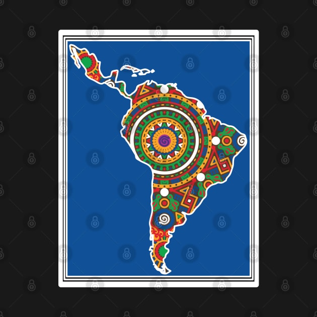 LATIN SOUTH AMERICA DECORATED MAP - full colour by Xotico Design