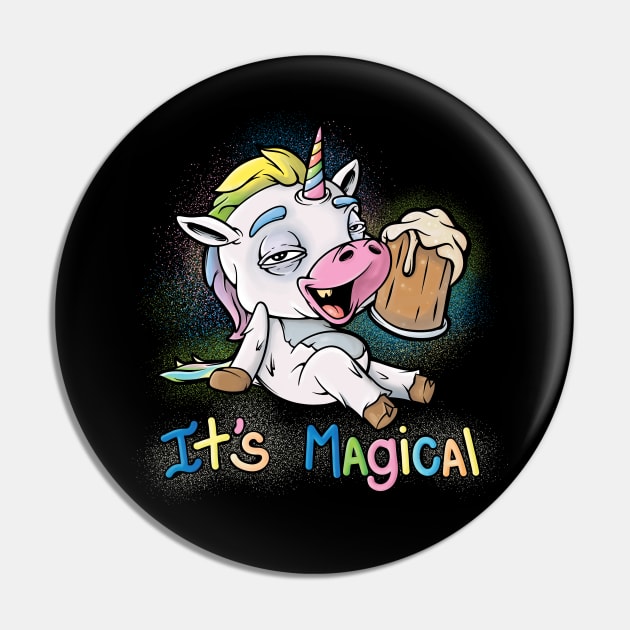 Unicorn Drinking Beer Pin by SWIFTYSPADE