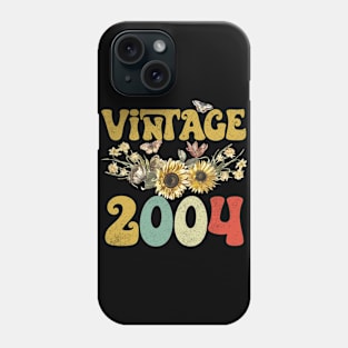 Vintage 2004 Sunflower Floral Retro Groovy 19th Birthday Phone Case