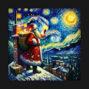 Stellar Santa - Starry Night Sky Holiday Art Prints T-Shirt