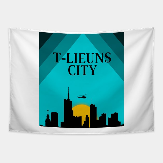 t-lieuns city sunset Tapestry by T-Lieuns