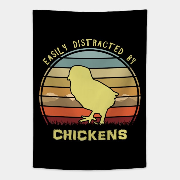 Easily Distracted By Chickens Tapestry by Nerd_art