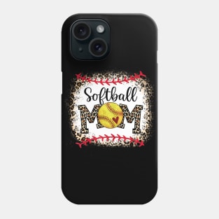 Softball Mom Leopard Funny Baseball Mom Mother's Day 2022 Shirt Phone Case