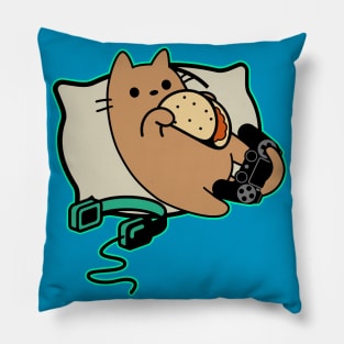 Game Paused Tacos Loading Cat Sticker Pillow