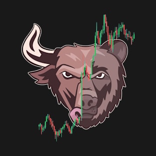 Bull vs Bear Candlestick Chart Stock Market Investor Trader T-Shirt