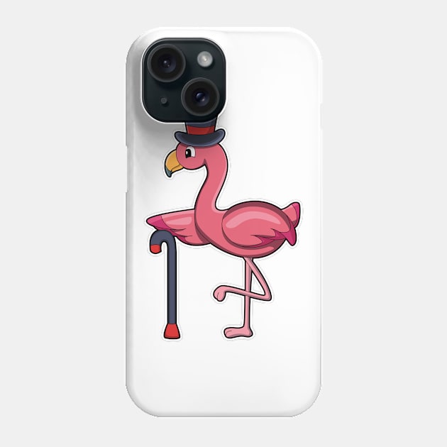 Flamingo as Pensioner with Walking stick & Hat Phone Case by Markus Schnabel