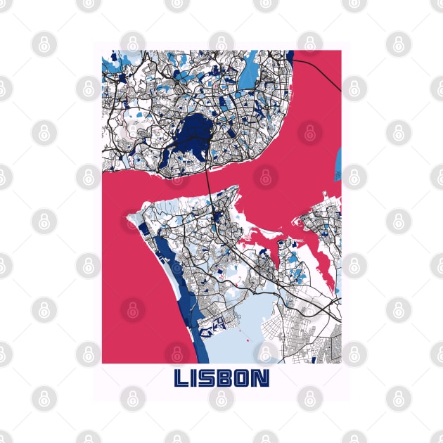 Lisbon - Portugal MilkTea City Map by tienstencil
