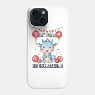 Celebrating with Tiny Dragon: Red & Baby Blue Watercolor Art Phone Case