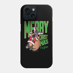 Cute Funny Doxie Dog having a Merry Christmas  on dachshund  Santa tee Phone Case