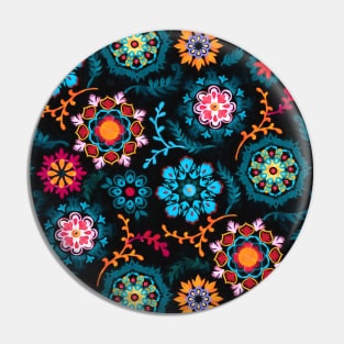 Suzani Inspired Pattern on Black Pin