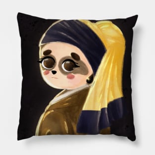 sloth with pearl earing Pillow